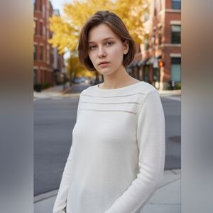 Jones Sport White Boatneck Light Sweater